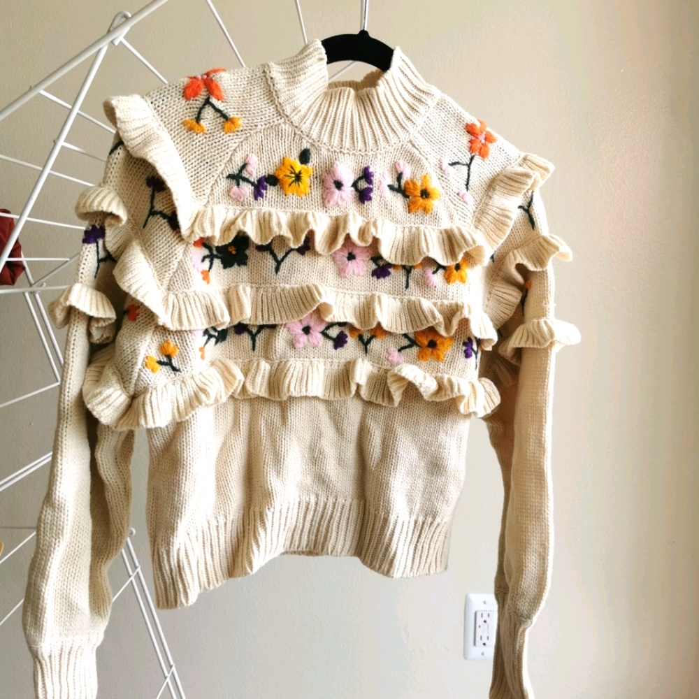 Zara Ruffle Flower Sweater